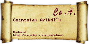 Csintalan Arikán névjegykártya